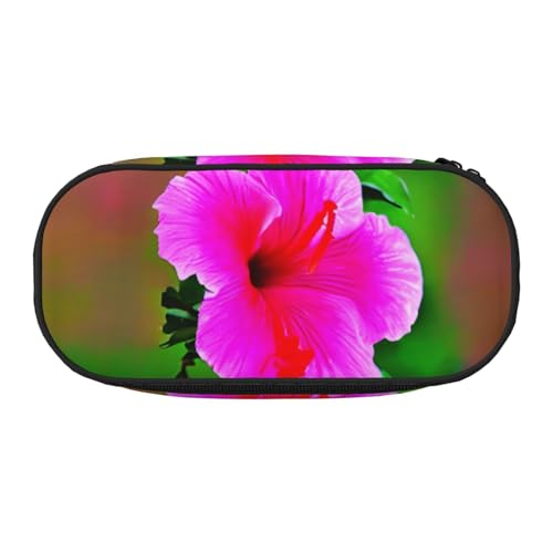 CADREWY Federmäppchen mit Hibiskusblumenmuster, mit Reißverschluss, für den täglichen Gebrauch, bietet Platz für alle wichtigen Schreibwaren von CADREWY