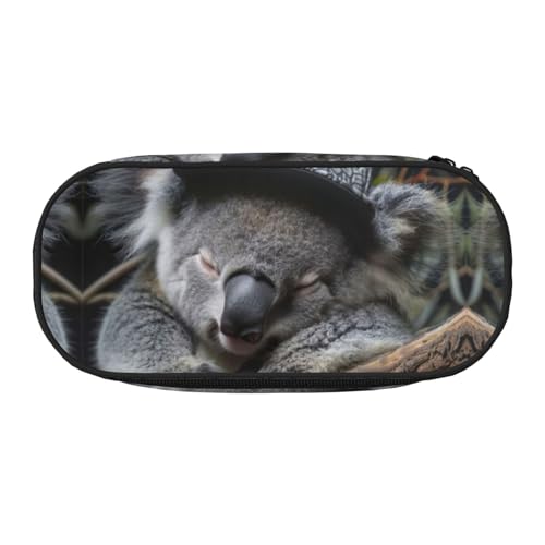 CADREWY Federmäppchen mit Koala-Kappen-Aufdruck, mit Reißverschluss, für den täglichen Gebrauch, bietet Platz für alle wichtigen Schreibwaren von CADREWY
