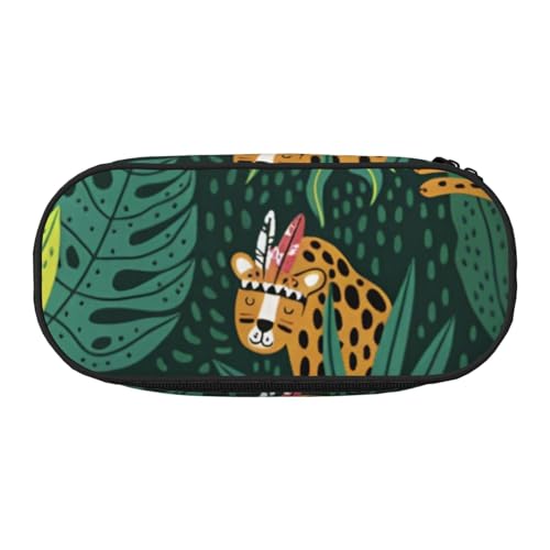 CADREWY Federmäppchen mit Leopardenmuster, mit Reißverschluss, für den täglichen Gebrauch, bietet Platz für alle wichtigen Schreibwaren von CADREWY