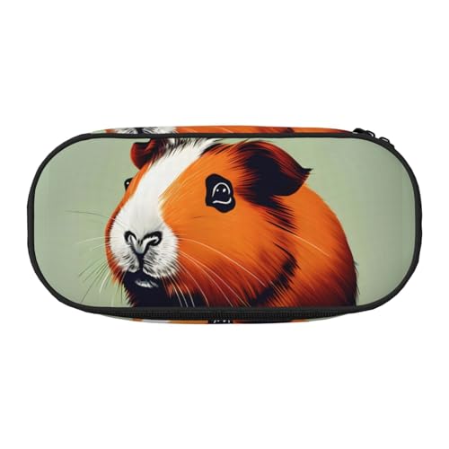 CADREWY Federmäppchen mit Meerschweinchen-Illustrationsdruck, Stifteetui, Reißverschluss, für den täglichen Gebrauch, bietet Platz für alle wichtigen Schreibwaren von CADREWY