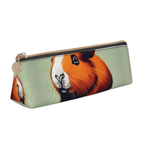 CADREWY Federmäppchen mit Meerschweinchen-Illustrationsdruck, schmal, großes Fassungsvermögen, 21,6 x 5,6 x 6,1 cm, dreieckiger Stifthalter mit Reißverschluss von CADREWY