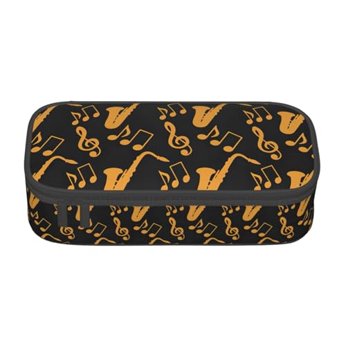 CADREWY Federmäppchen mit Musiknoten-Aufdruck, geräumig, 21,6 x 5,1 x 9,4 cm, funktionale Aufbewahrung für Büro und Make-up von CADREWY