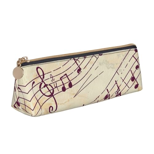 CADREWY Federmäppchen mit Musiknoten-Blumendruck, großes Fassungsvermögen, 21,6 x 5,6 x 6,1 cm, dreieckiger Stifthalter mit Reißverschluss von CADREWY