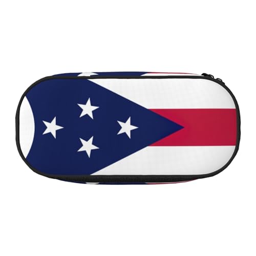 CADREWY Federmäppchen mit Ohio-Flaggen-Motiv, mit Reißverschluss, für den täglichen Gebrauch, bietet Platz für alle wichtigen Schreibwaren von CADREWY