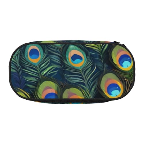 CADREWY Federmäppchen mit Pfauenfeder-Aufdruck, Stifteetui, Reißverschluss, für den täglichen Gebrauch, bietet Platz für alle wichtigen Schreibwaren von CADREWY