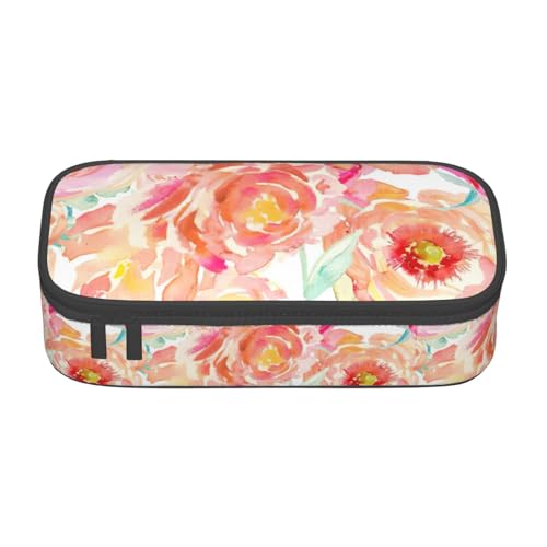 CADREWY Federmäppchen mit Pfingstrosen-Aufdruck, 21,6 x 5,1 x 9,4 cm, funktionale Aufbewahrung für Büro und Make-up von CADREWY