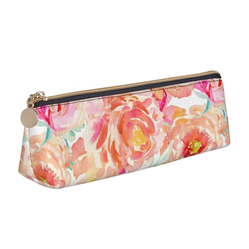 CADREWY Federmäppchen mit Pfingstrosen-Aufdruck, großes Fassungsvermögen, 21,6 x 5,6 x 6,1 cm, dreieckiger Stifthalter mit Reißverschluss von CADREWY