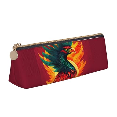 CADREWY Federmäppchen mit Phoenix-Druck, schlankes Design, großes Fassungsvermögen, 21,6 x 5,6 x 6,1 cm, dreieckiger Stifthalter mit Reißverschluss von CADREWY