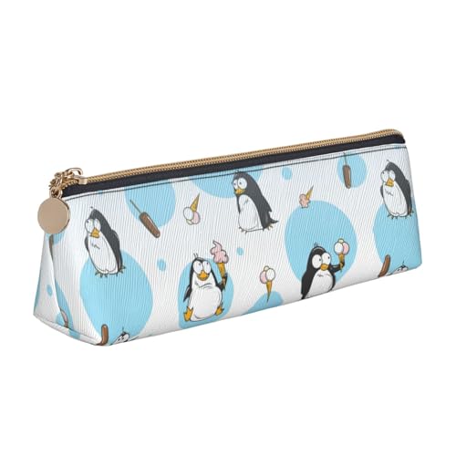 CADREWY Federmäppchen mit Pinguin-Ballon-Schneeflocken-Druck, schlankes Federmäppchen, großes Fassungsvermögen, 21,6 x 5,6 x 6,1 cm, dreieckiger Stifthalter mit Reißverschluss von CADREWY