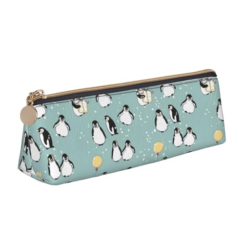 CADREWY Federmäppchen mit Pinguin-Ballon-Schneeflocken-Druck, schlankes Federmäppchen, großes Fassungsvermögen, 21,6 x 5,6 x 6,1 cm, dreieckiger Stifthalter mit Reißverschluss von CADREWY