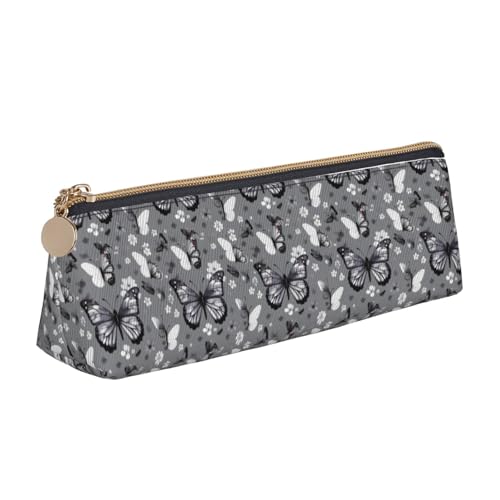 CADREWY Federmäppchen mit Schmetterlings-Aufdruck, großes Fassungsvermögen, 21,6 x 5,6 x 6,1 cm, dreieckiger Stifthalter mit Reißverschluss, Blaugrün von CADREWY