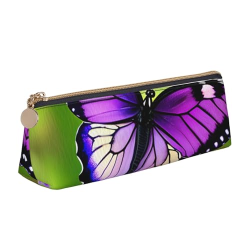 CADREWY Federmäppchen mit Schmetterlings-Motiv, schmal, großes Fassungsvermögen, 21,6 x 5,6 x 6,1 cm, dreieckiger Stifthalter mit Reißverschluss von CADREWY