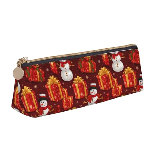 CADREWY Federmäppchen mit Schneemann-Aufdruck, großes Fassungsvermögen, 21,6 x 5,6 x 6,1 cm, dreieckiger Stifthalter mit Reißverschluss von CADREWY