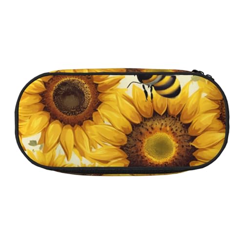 CADREWY Federmäppchen mit Sonnenblumen-Motiv, mit Reißverschluss, für den täglichen Gebrauch, bietet Platz für alle wichtigen Schreibwaren von CADREWY