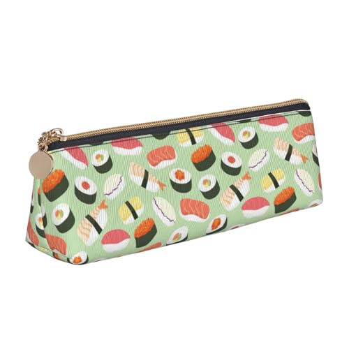 CADREWY Federmäppchen mit Sushi-Lebensmittelmuster, schlankes Federmäppchen, großes Fassungsvermögen, 21,6 x 5,6 x 6,1 cm, dreieckiger Stifthalter mit Reißverschluss von CADREWY