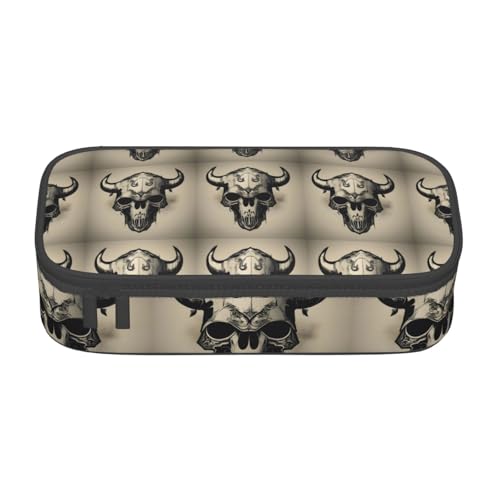 CADREWY Federmäppchen mit Totenkopf-Motiv, 21,6 x 5,1 x 9,4 cm, funktionale Aufbewahrung für Büro und Make-up von CADREWY