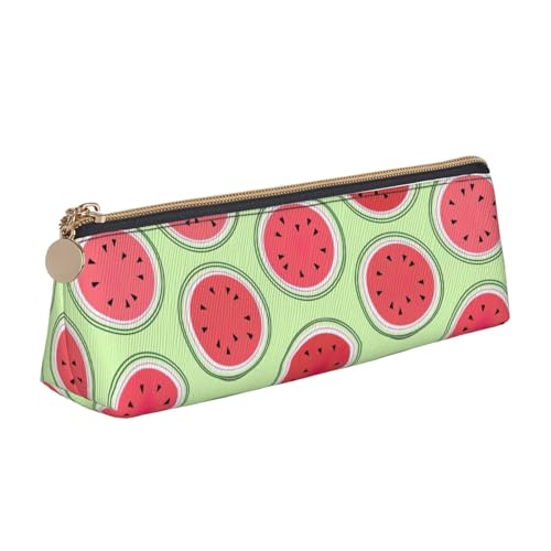 CADREWY Federmäppchen mit Wassermelonen-Motiv, schmal, großes Fassungsvermögen, 21,6 x 5,6 x 6,1 cm, dreieckiger Stifthalter mit Reißverschluss von CADREWY