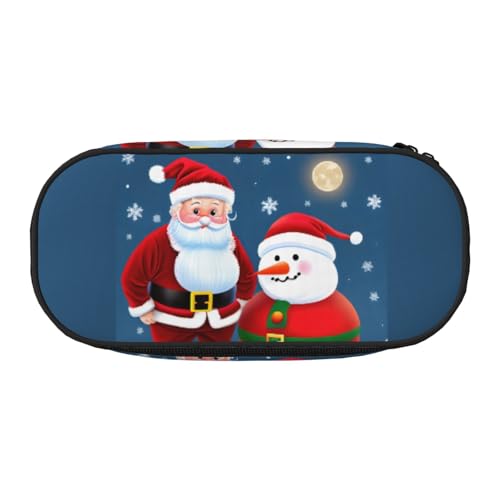 CADREWY Federmäppchen mit Weihnachtsmann- und Schneemann-Aufdruck, Stifteetui, Reißverschluss, für den täglichen Gebrauch, bietet Platz für alle wichtigen Schreibwaren von CADREWY