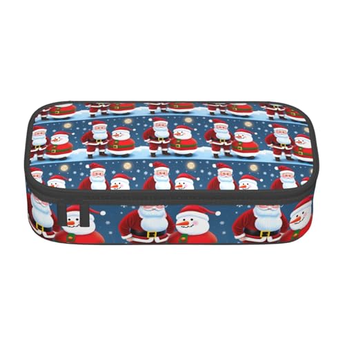 CADREWY Federmäppchen mit Weihnachtsmann- und Schneemann-Druck, 21,6 x 5,1 x 9,4 cm, funktionale Aufbewahrung für Büro und Make-up von CADREWY