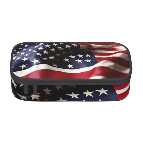 CADREWY Federmäppchen mit amerikanischer Flagge, 21,6 x 5,1 x 9,4 cm, funktionale Aufbewahrung für Büro und Make-up von CADREWY