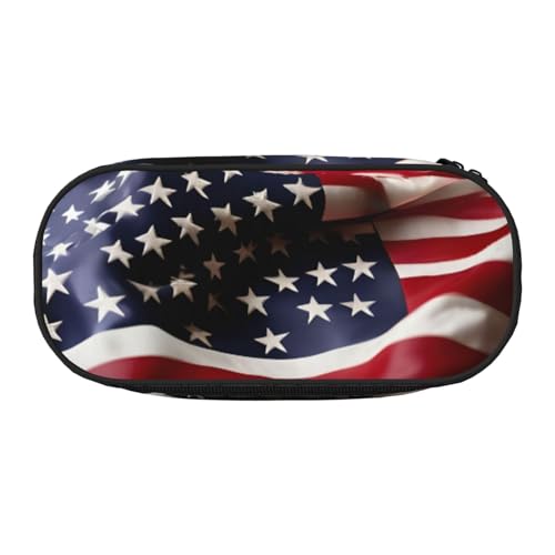 CADREWY Federmäppchen mit amerikanischer Flagge, mit Reißverschluss, für den täglichen Gebrauch, bietet Platz für alle wichtigen Schreibwaren von CADREWY