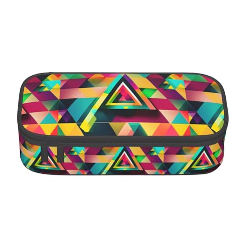 CADREWY Federmäppchen mit buntem Dreiecksmuster, 21,6 x 5,1 x 9,4 cm, funktionale Aufbewahrung für Büro und Make-up von CADREWY