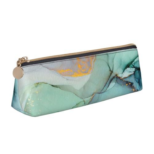 CADREWY Federmäppchen mit buntem Marmor-Druck, großes Fassungsvermögen, 21,6 x 5,6 x 6,1 cm, dreieckiger Stifthalter mit Reißverschluss von CADREWY