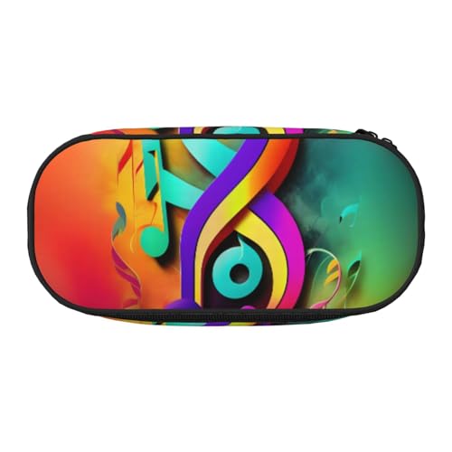 CADREWY Federmäppchen mit buntem Musiknoten-Druck, Stifteetui, Reißverschluss, für den täglichen Gebrauch, bietet Platz für alle wichtigen Schreibwaren von CADREWY