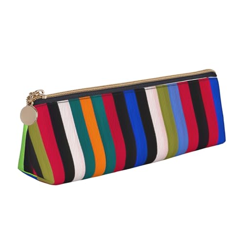 CADREWY Federmäppchen mit farbigem Streifen, vertikaler Druck, großes Fassungsvermögen, 21,6 x 5,6 x 6,1 cm, dreieckiger Stifthalter mit Reißverschluss von CADREWY