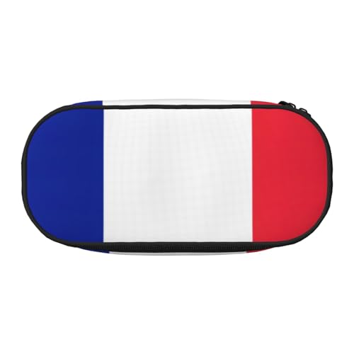 CADREWY Federmäppchen mit französischer Flagge, mit Reißverschluss, für den täglichen Gebrauch, bietet Platz für alle wichtigen Schreibwaren von CADREWY