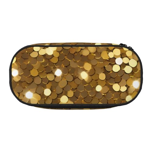 CADREWY Federmäppchen mit goldfarbenen Pailletten, glitzernd, mit Reißverschluss, für den täglichen Gebrauch, bietet Platz für alle wichtigen Schreibwaren von CADREWY