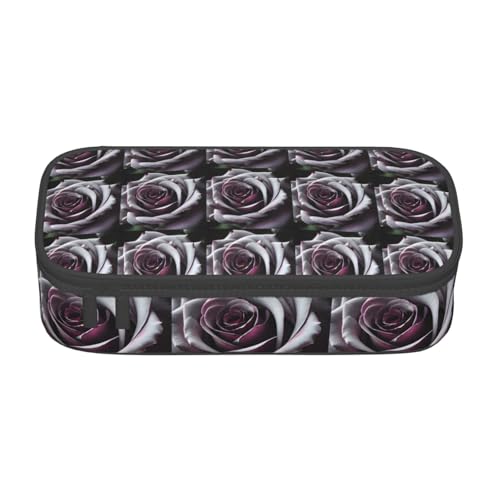 CADREWY Federmäppchen mit gotischem Rosen-Blumendruck, 21,6 x 5,1 x 9,4 cm, funktionale Aufbewahrung für Büro und Make-up von CADREWY
