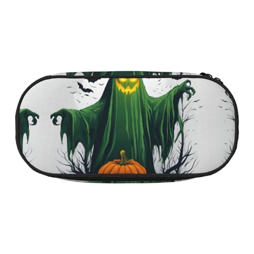 CADREWY Federmäppchen mit grünem Geist, Horror, Halloween, Kürbisdruck, Stifteetui, Reißverschluss, für den täglichen Gebrauch, bietet Platz für alle wichtigen Schreibwaren von CADREWY