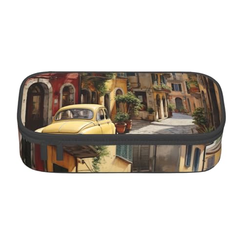 CADREWY Federmäppchen mit italienischem Straßendruck, 21,6 x 5,1 x 9,4 cm, funktionale Aufbewahrung für Büro und Make-up von CADREWY