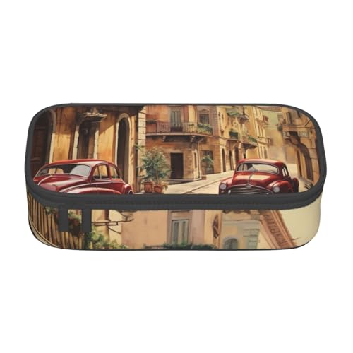 CADREWY Federmäppchen mit italienischem Straßendruck, 21,6 x 5,1 x 9,4 cm, funktionale Aufbewahrung für Büro und Make-up von CADREWY