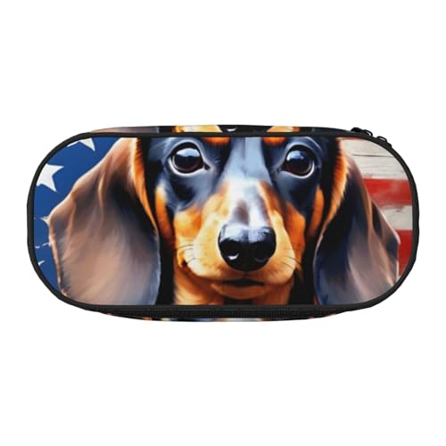 CADREWY Federmäppchen mit lustigem Hundemotiv, mit Reißverschluss, für den täglichen Gebrauch, bietet Platz für alle wichtigen Schreibwaren von CADREWY