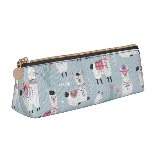 CADREWY Federmäppchen mit niedlichem Alpaka-Druck, großes Fassungsvermögen, 21,6 x 5,6 x 6,1 cm, dreieckiger Stifthalter mit Reißverschluss von CADREWY