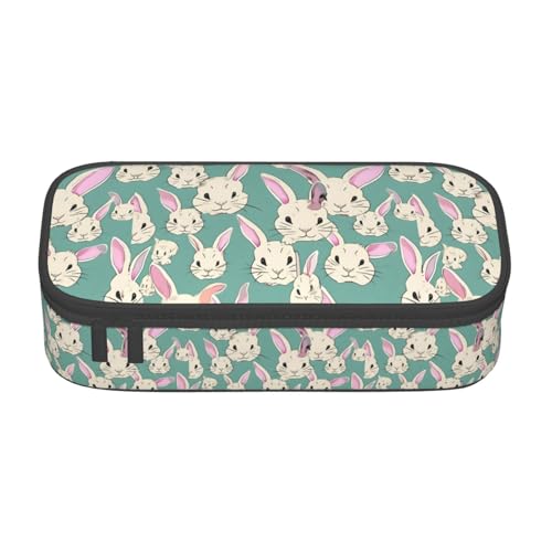CADREWY Federmäppchen mit niedlichem Hasen-Aufdruck, 21,6 x 5,1 x 9,4 cm, funktionale Aufbewahrung für Büro und Make-up von CADREWY