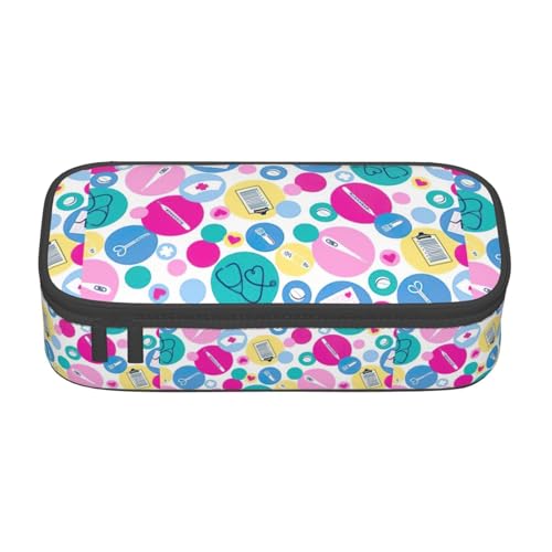 CADREWY Federmäppchen mit niedlichem Krankenschwesteraufdruck, 21,6 x 5,1 x 9,4 cm, funktionale Aufbewahrung für Büro und Make-up von CADREWY