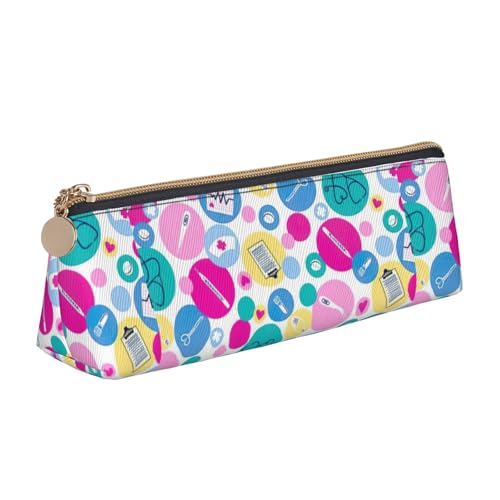 CADREWY Federmäppchen mit niedlichem Krankenschwesteraufdruck, großes Fassungsvermögen, 21,6 x 5,6 x 6,1 cm, dreieckiger Stifthalter mit Reißverschluss von CADREWY