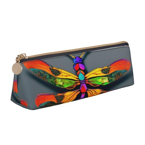 CADREWY Federmäppchen mit niedlichem Libellen-Druck, großes Fassungsvermögen, 21,6 x 5,6 x 6,1 cm, dreieckiger Stifthalter mit Reißverschluss von CADREWY