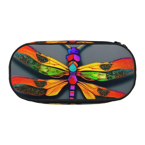 CADREWY Federmäppchen mit niedlichem Libellen-Druck, mit Reißverschluss, für den täglichen Gebrauch, bietet Platz für alle wichtigen Schreibwaren von CADREWY