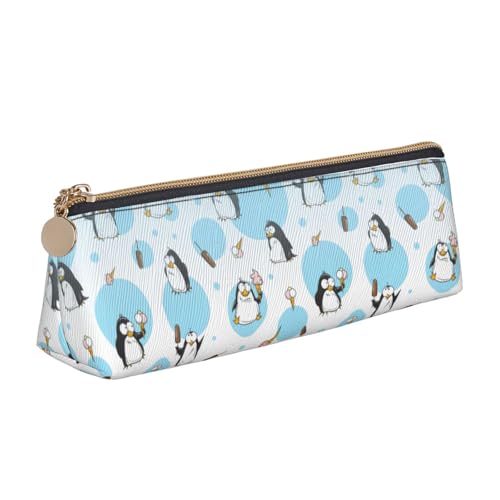CADREWY Federmäppchen mit niedlichem Pinguin-Druck, großes Fassungsvermögen, 21,6 x 5,6 x 6,1 cm, dreieckiger Stifthalter mit Reißverschluss von CADREWY