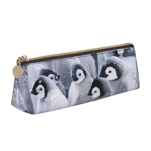 CADREWY Federmäppchen mit niedlichem Pinguin1-Druck, großes Fassungsvermögen, 21,6 x 5,6 x 6,1 cm, dreieckiger Stifthalter mit Reißverschluss von CADREWY