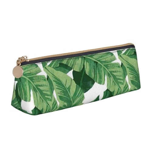 CADREWY Federmäppchen mit niedlichem grünen Palmenblättern, großes Fassungsvermögen, 21,6 x 5,6 x 6,1 cm, dreieckiger Stifthalter mit Reißverschluss von CADREWY