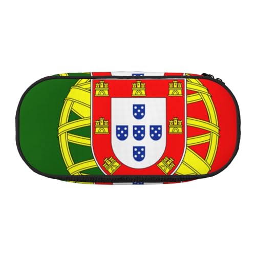 CADREWY Federmäppchen mit portugiesischer Flagge, mit Reißverschluss, für den täglichen Gebrauch, bietet Platz für alle wichtigen Schreibwaren von CADREWY