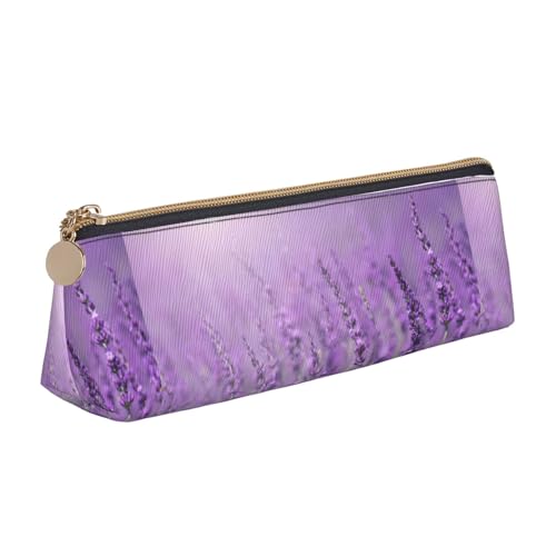 CADREWY Federmäppchen mit romantischem Lavendel-Druck, schmal, großes Fassungsvermögen, 21,6 x 5,6 x 6,1 cm, dreieckiger Stifthalter mit Reißverschluss von CADREWY