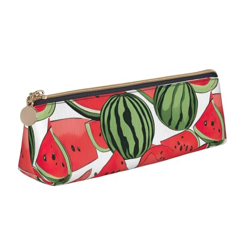 CADREWY Federmäppchen mit rotem Wassermelonen-Druck, großes Fassungsvermögen, 21,6 x 5,6 x 6,1 cm, dreieckiger Stifthalter mit Reißverschluss von CADREWY