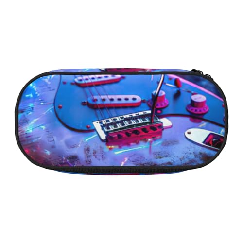 CADREWY Federmäppchen mit schönem Gitarren-Aufdruck, mit Reißverschluss, für den täglichen Gebrauch, bietet Platz für alle wichtigen Schreibwaren von CADREWY