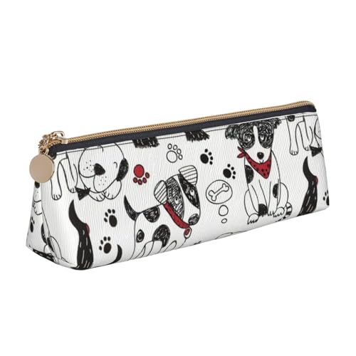 CADREWY Federmäppchen mit schönem Hunde-Aufdruck, großes Fassungsvermögen, 21,6 x 5,6 x 6,1 cm, dreieckiger Stifthalter mit Reißverschluss von CADREWY